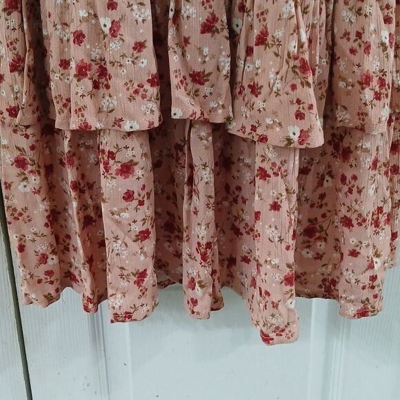 Forever 21 smocked waist mini floral print dress western boho party Sz XL NWT - Picture 4 of 9